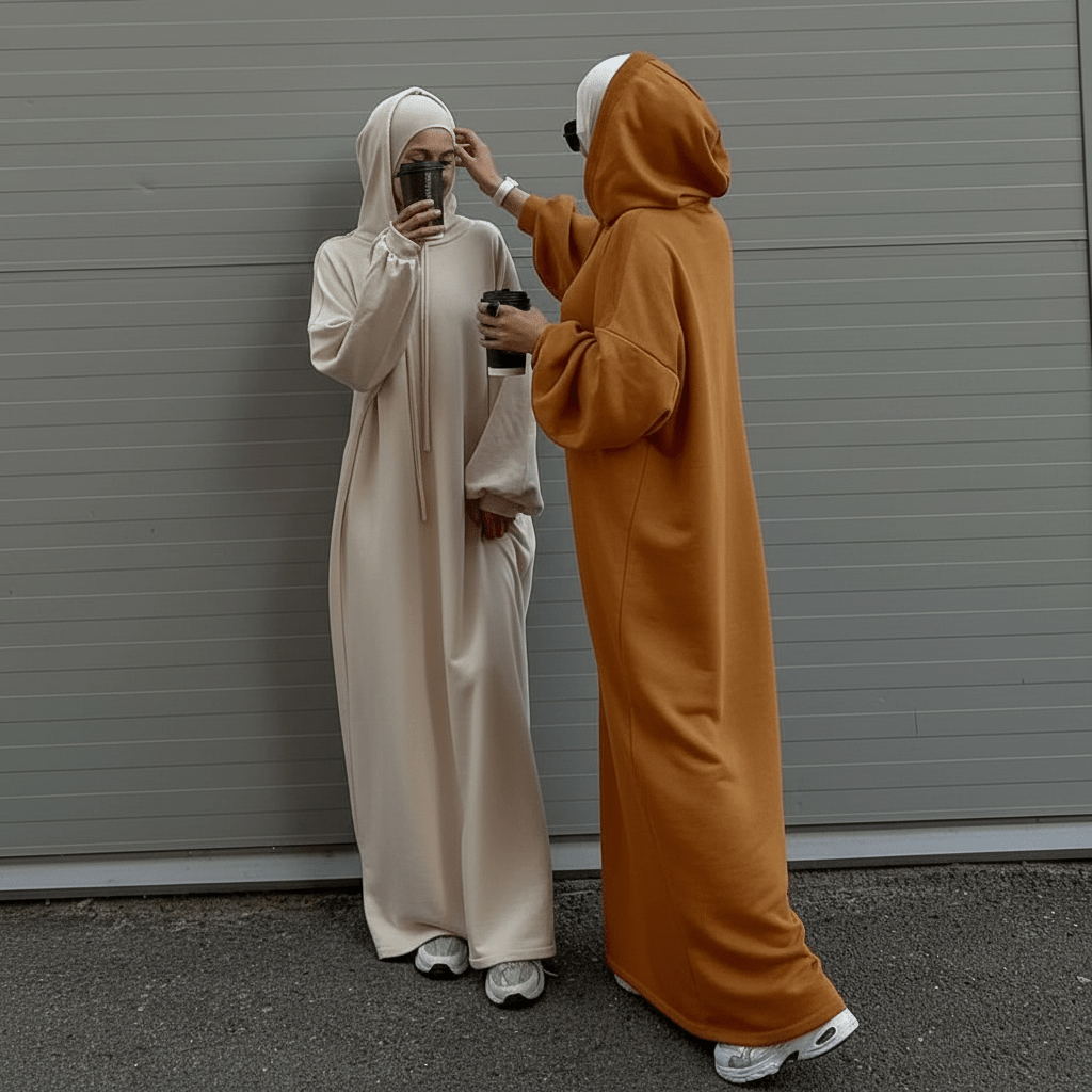 Hooded Sweatshirt Abaya | Hoodie Abaya With Pockets (MA125) - Mariam's Collection