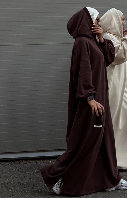 Hooded Sweatshirt Dress Abaya with Pocket (MA125) - Mariam's Collection