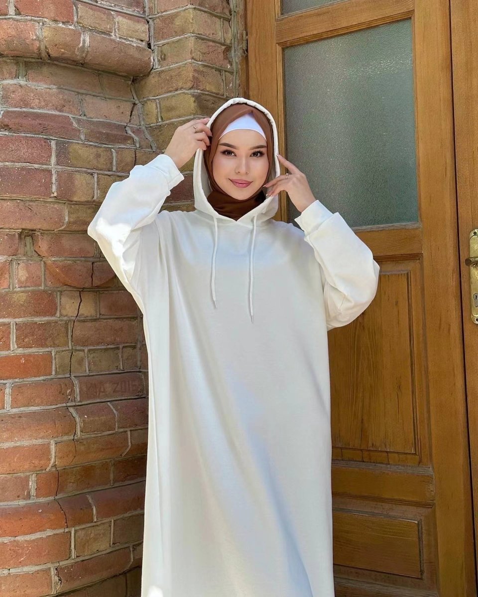 Hooded Sweatshirt Dress Abaya with Pocket (MA125) - Mariam's Collection