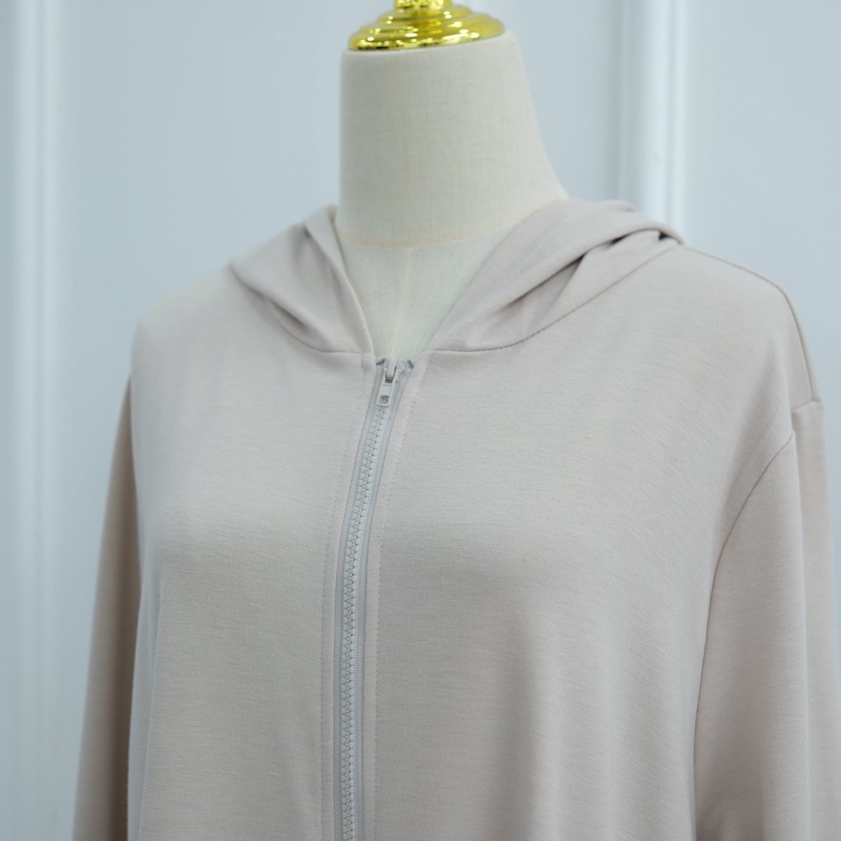Hooded Zip - Front Abaya with Pockets(MA389) - Mariam's Collection