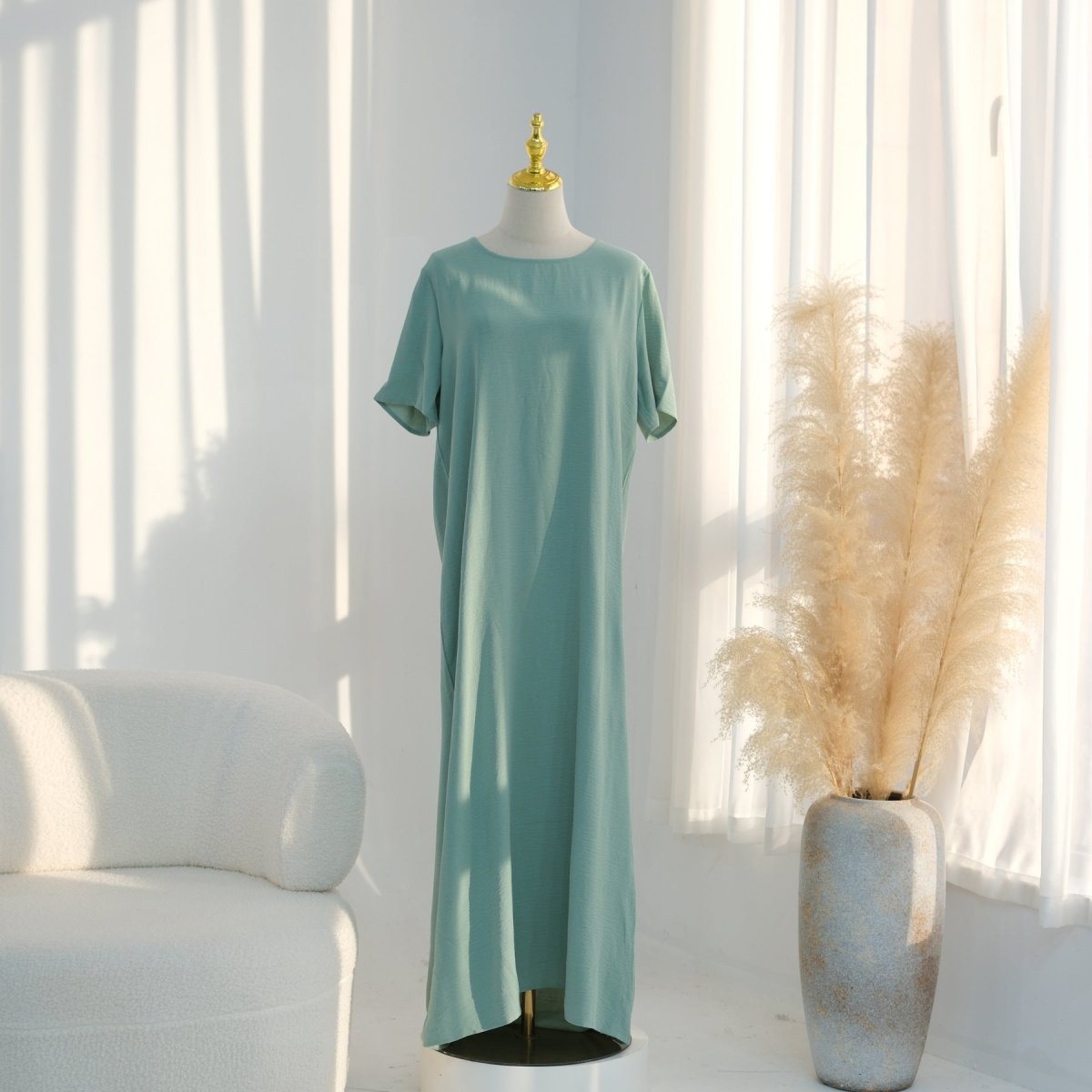 Ice Silk Crinkle Basic Dress(MA392) - Mariam's Collection