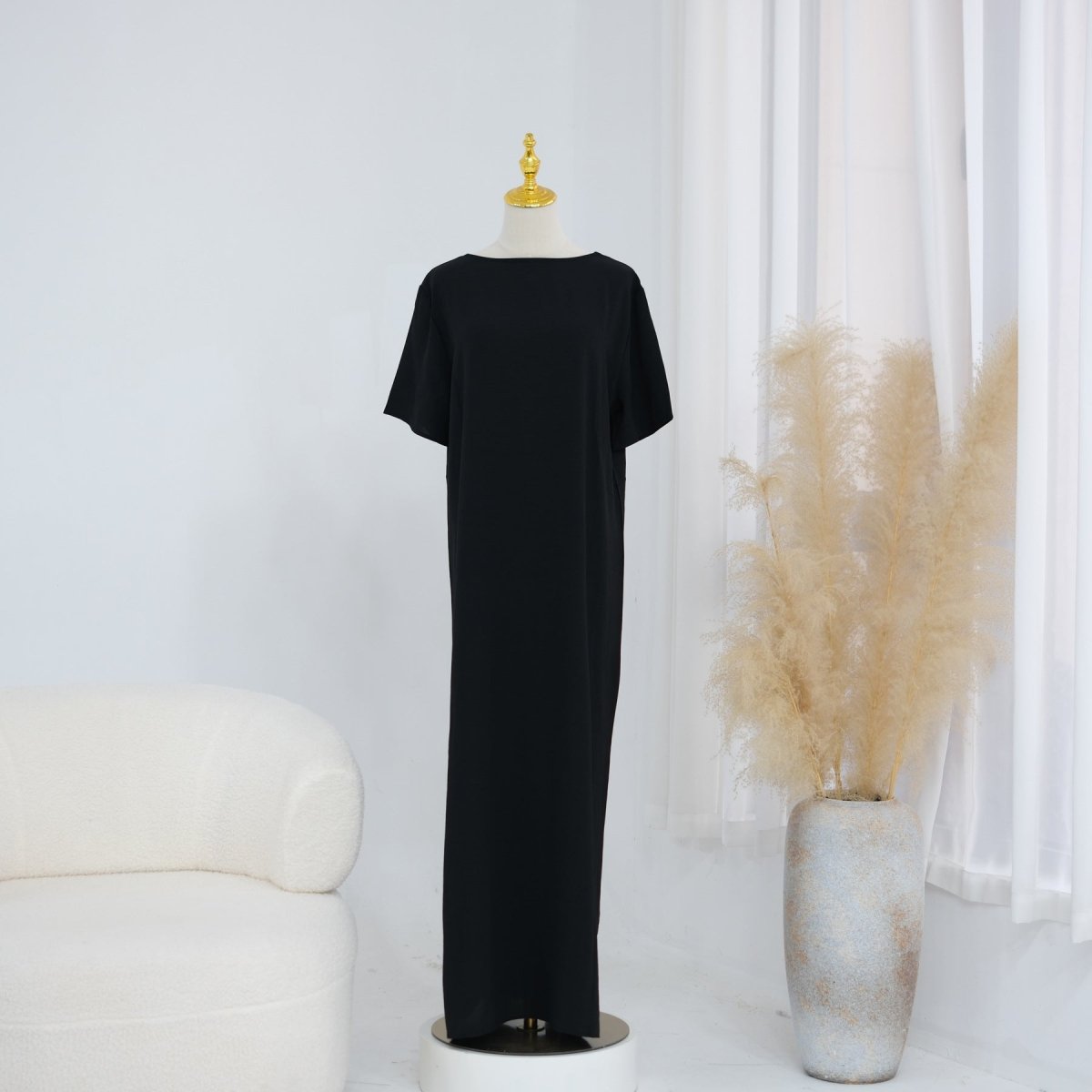 Ice Silk Crinkle Basic Dress(MA392) - Mariam's Collection