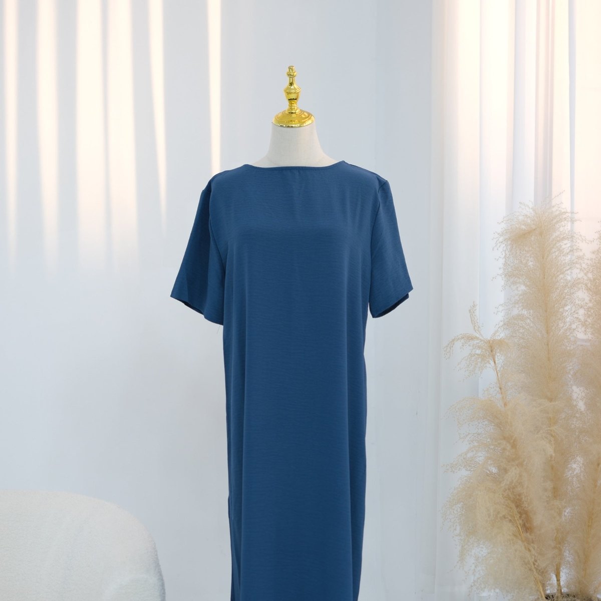 Ice Silk Crinkle Basic Dress(MA392) - Mariam's Collection