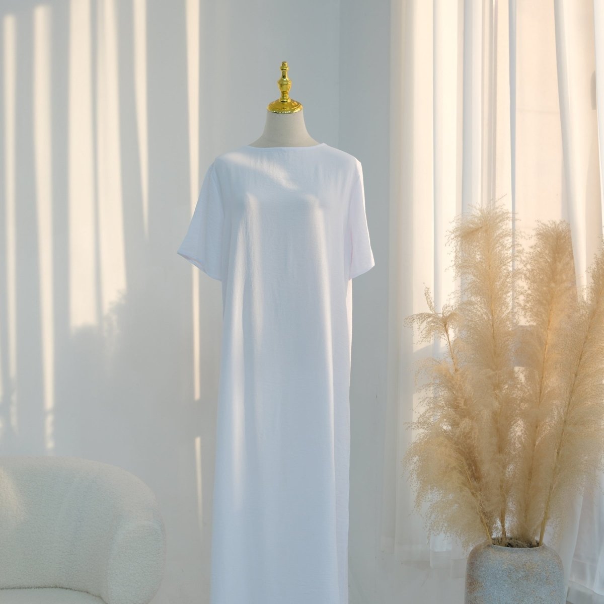 Ice Silk Crinkle Basic Dress(MA392) - Mariam's Collection