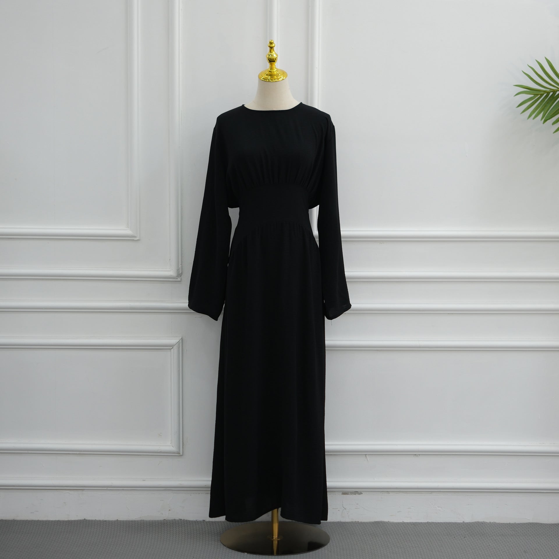 Ice Silk Crinkle Gathered Waist Maxi Dress(MS521) - Mariam's Collection