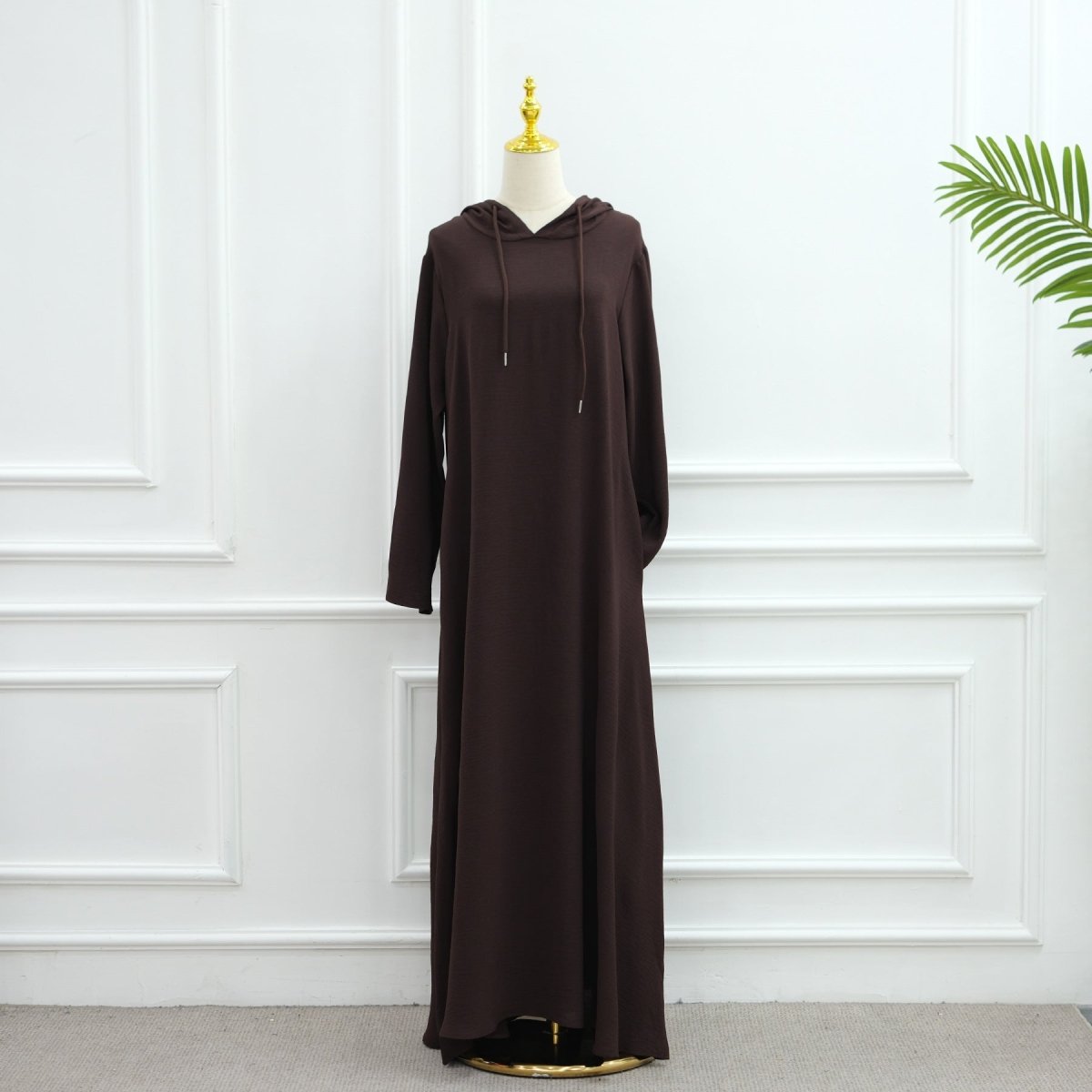 Ice Silk Crinkle Hooded Dress with Pockets(MA393) - Mariam's Collection