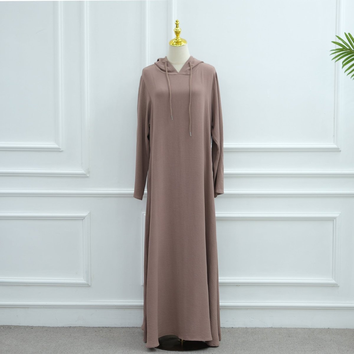 Ice Silk Crinkle Hooded Dress with Pockets(MA393) - Mariam's Collection