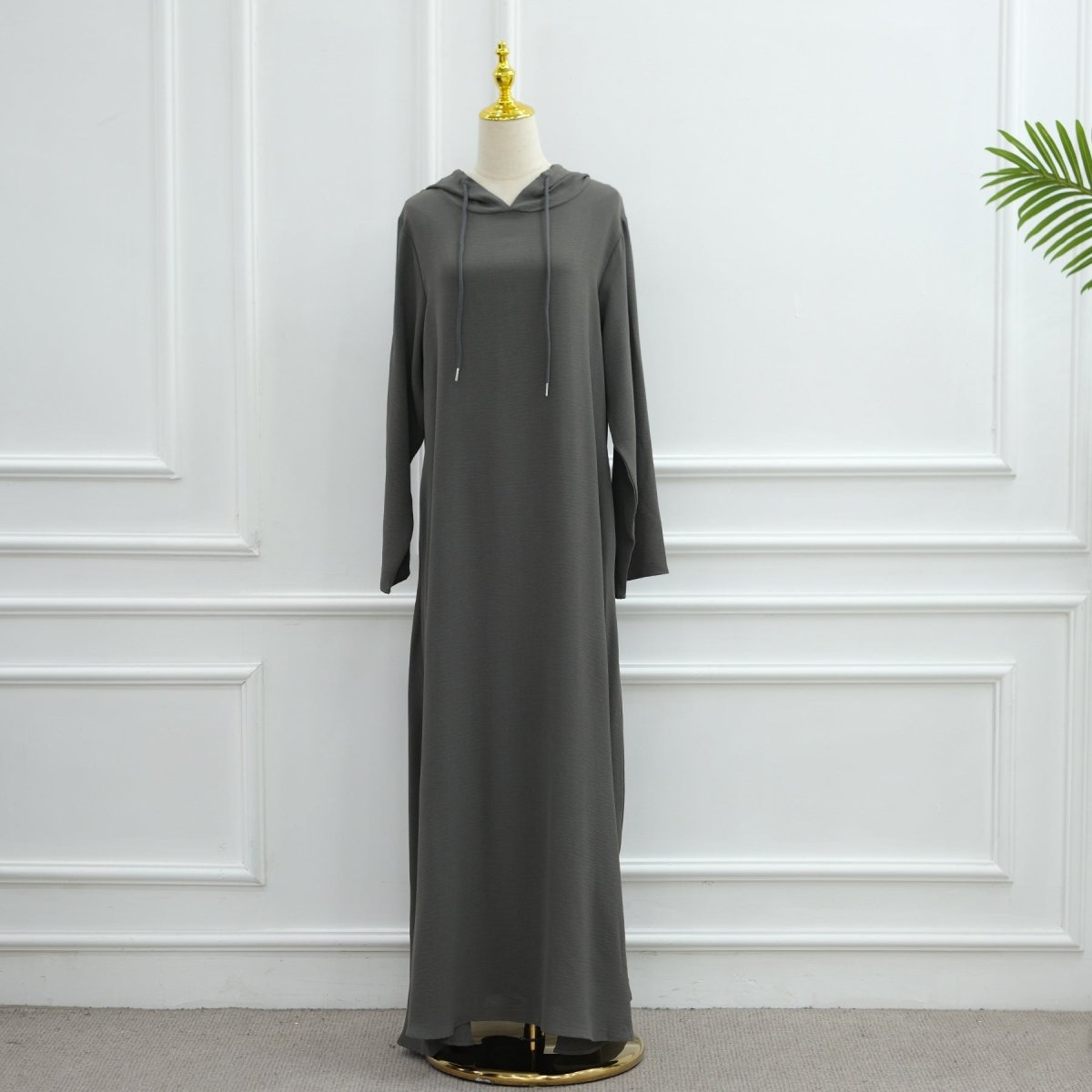 Ice Silk Crinkle Hooded Dress with Pockets(MA393) - Mariam's Collection