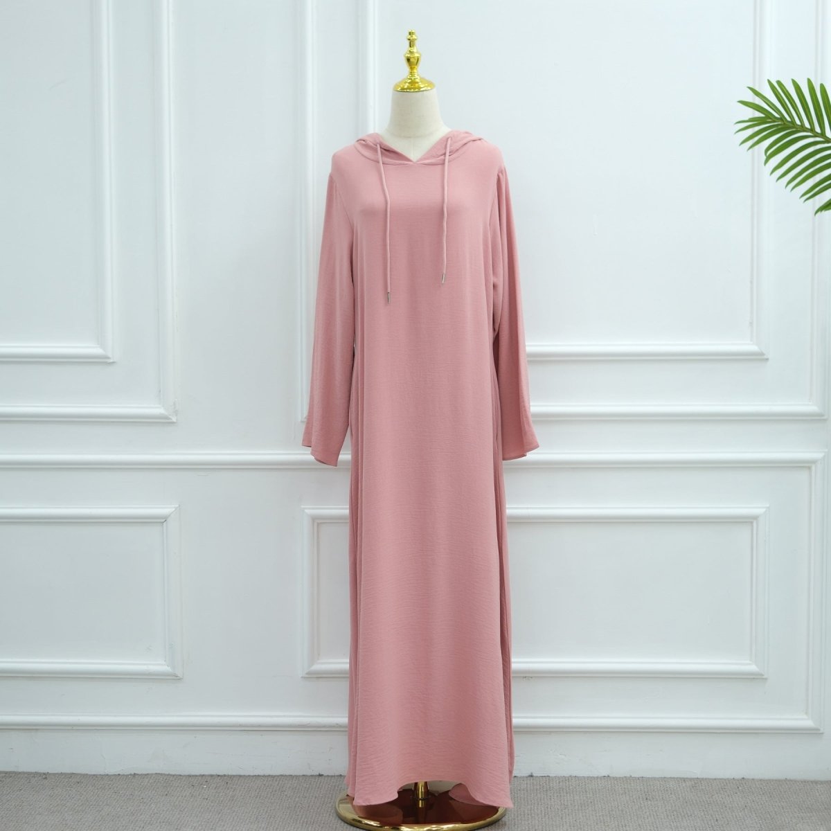 Ice Silk Crinkle Hooded Dress with Pockets(MA393) - Mariam's Collection