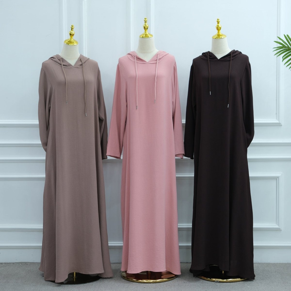 Ice Silk Crinkle Hooded Dress with Pockets(MA393) - Mariam's Collection