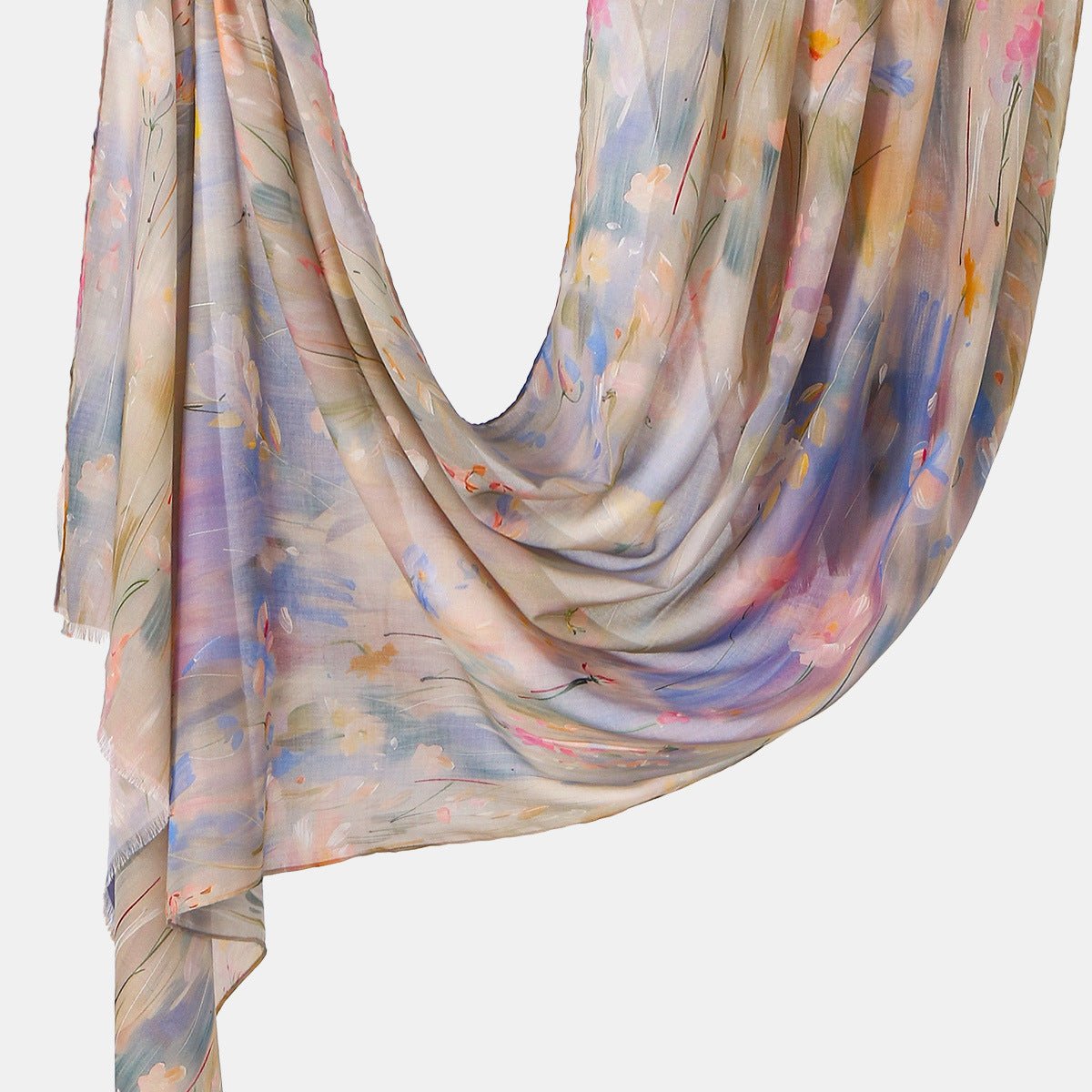 Impressionist Floral Print Lightweight Hijab Scarf(MH250) - Mariam's Collection