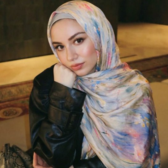 Impressionist Floral Print Lightweight Hijab Scarf(MH250) - Mariam's Collection