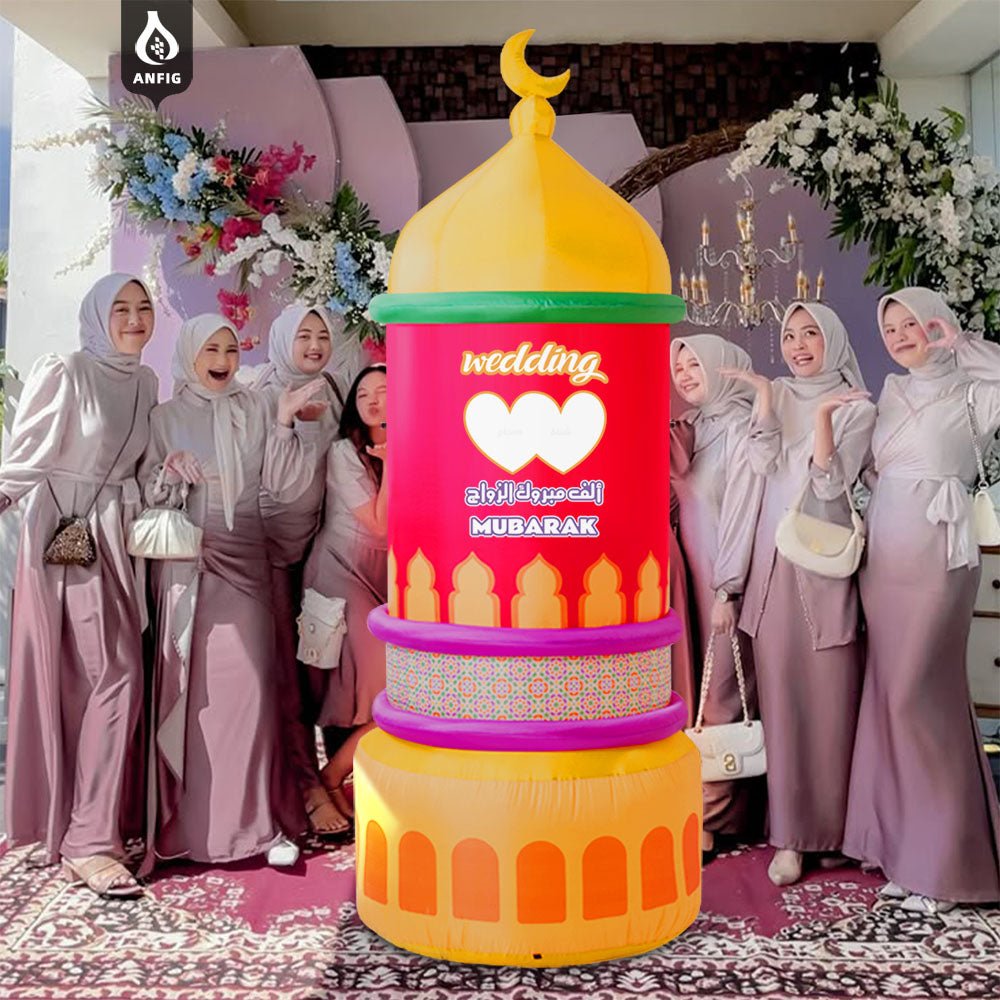 Inflatable 7.5FT Mabrook Al - Iftitah Mosque Decor with LED Lights – Ramadan & Eid Yard Decoration for Outdoor, Lawn, Garden, Party, Store Opening (MAC237） - Mariam's Collection
