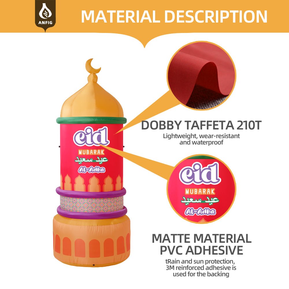 Inflatable 7.5FT Mabrook Al - Iftitah Mosque Decor with LED Lights – Ramadan & Eid Yard Decoration for Outdoor, Lawn, Garden, Party, Store Opening (MAC237） - Mariam's Collection
