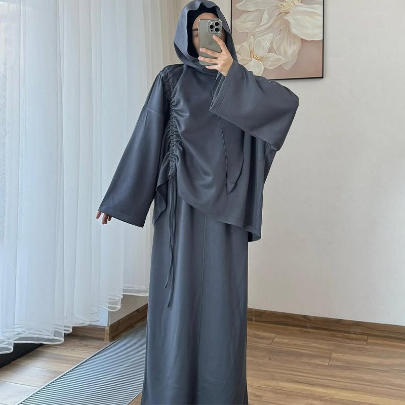 Integrated Hijab Hoodie & Maxi Skirt Set(MS194) - Mariam's Collection