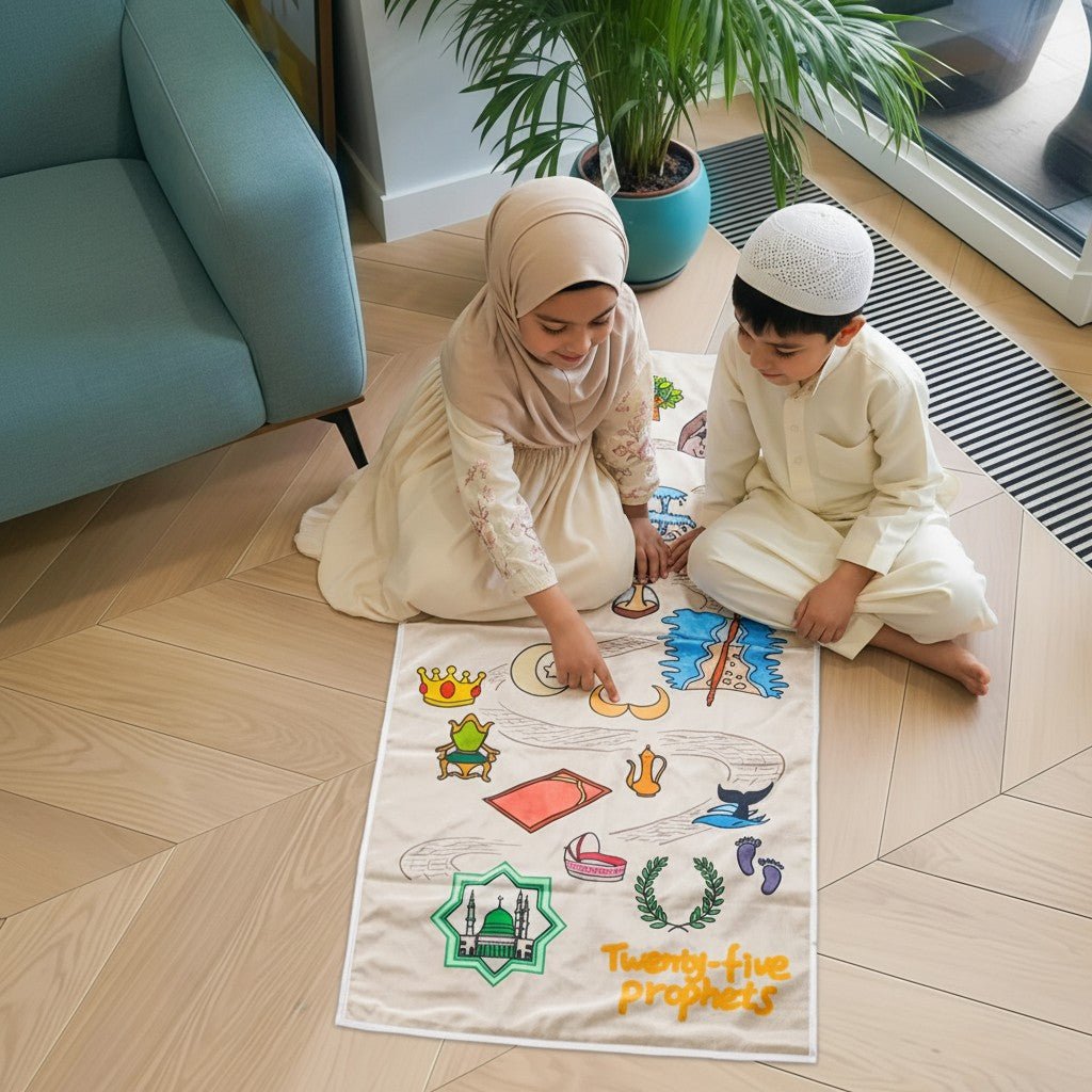 Interactive Islamic Illustrated Kids Prayer Mat (MR084) - Mariam's Collection