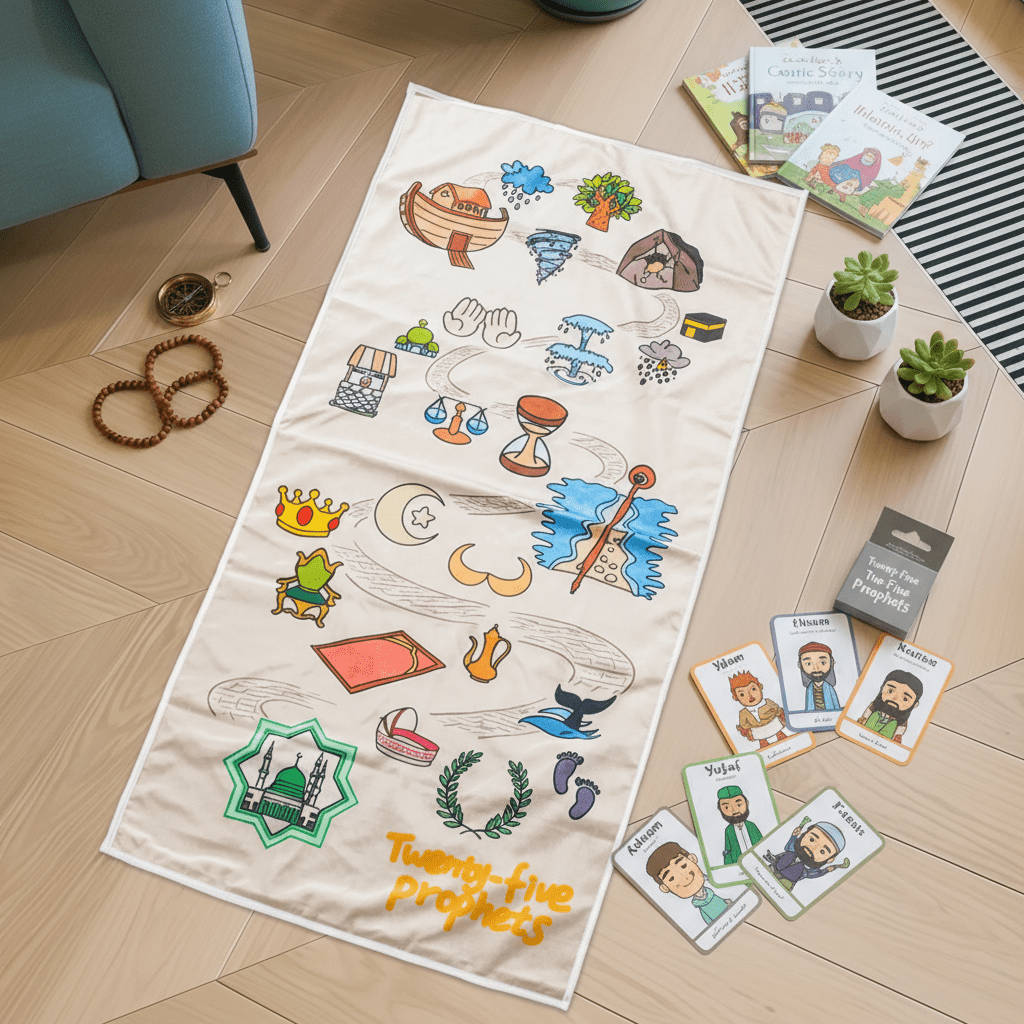 Interactive Islamic Illustrated Kids Prayer Mat (MR084) - Mariam's Collection