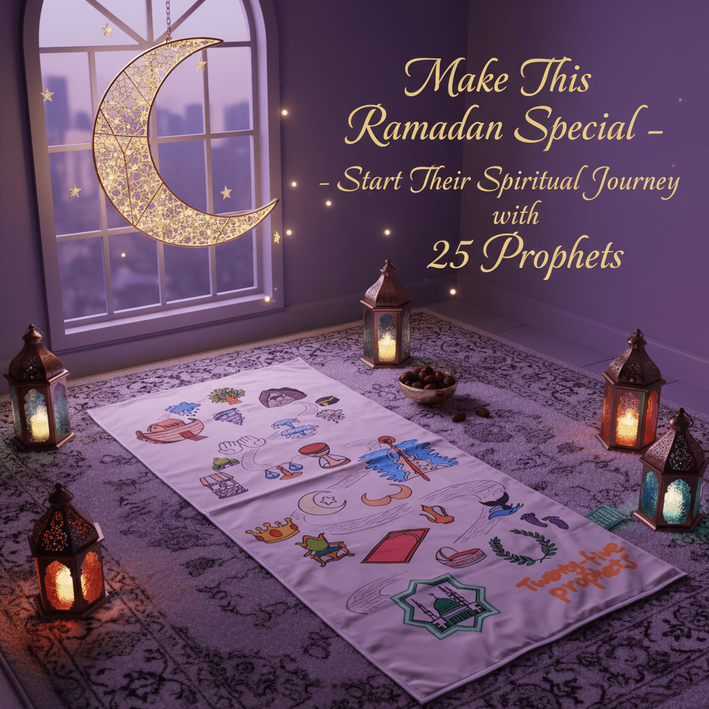 Interactive Islamic Illustrated Kids Prayer Mat (MR084) - Mariam's Collection