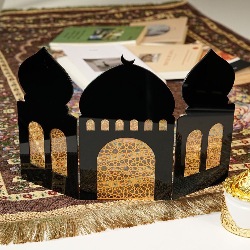Islamic Acrylic Folding Screen Hollow Pattern Desktop Decor (MAC402) - Mariam's Collection