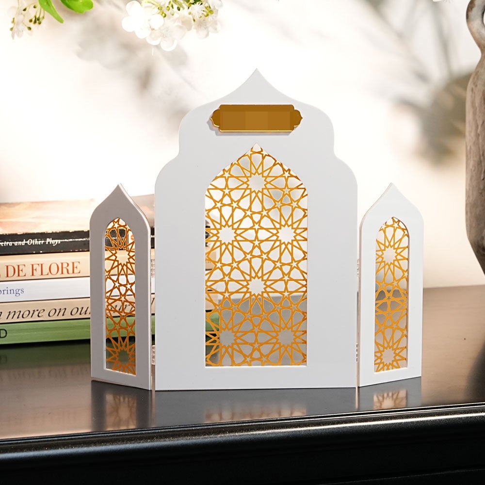 Islamic Acrylic Folding Screen Hollow Pattern Desktop Decor (MAC402) - Mariam's Collection
