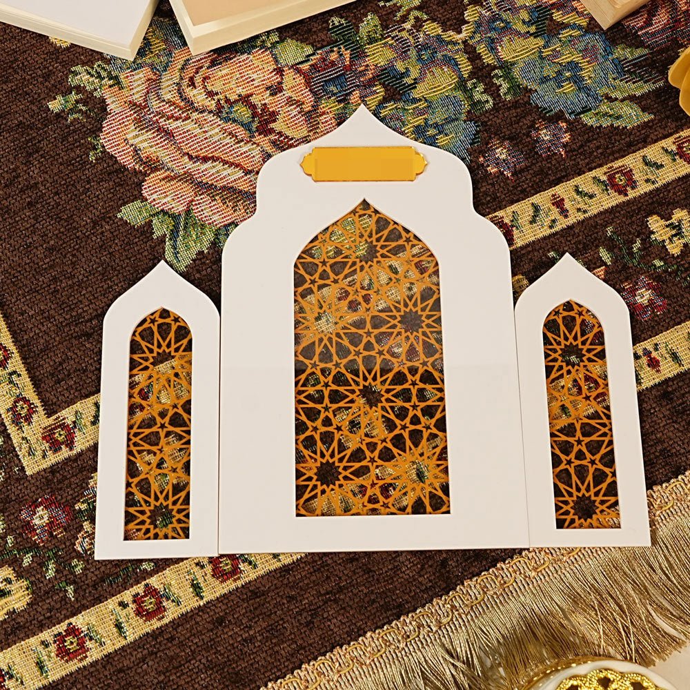Islamic Acrylic Folding Screen Hollow Pattern Desktop Decor (MAC402) - Mariam's Collection