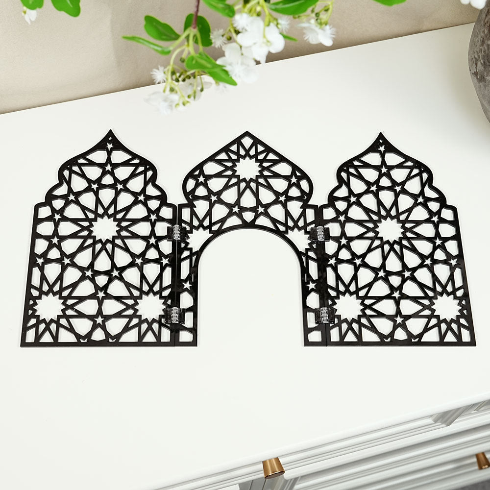Islamic Acrylic Folding Screen Hollow Pattern Desktop Decor (MAC402) - Mariam's Collection