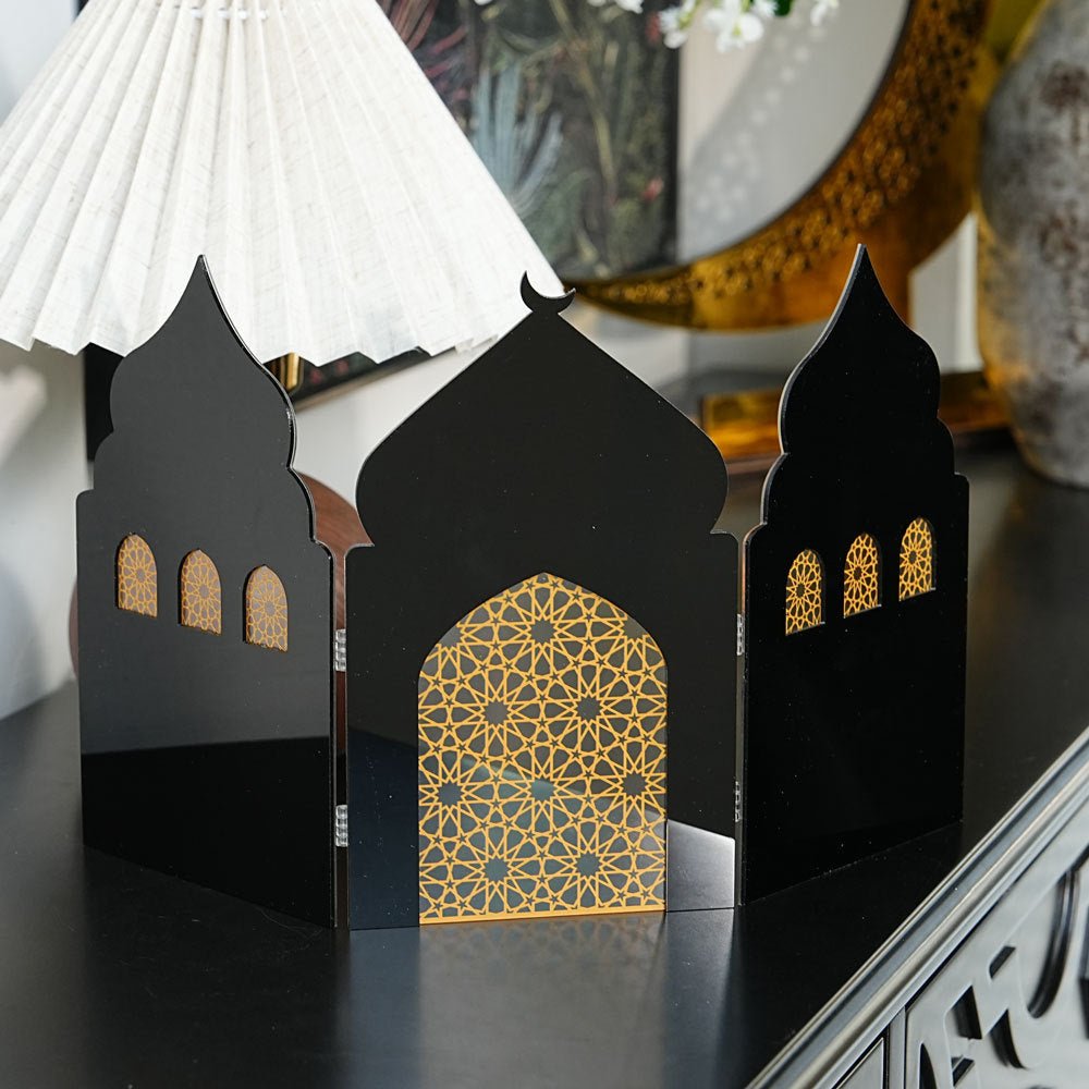 Islamic Acrylic Folding Screen Hollow Pattern Desktop Decor (MAC402) - Mariam's Collection