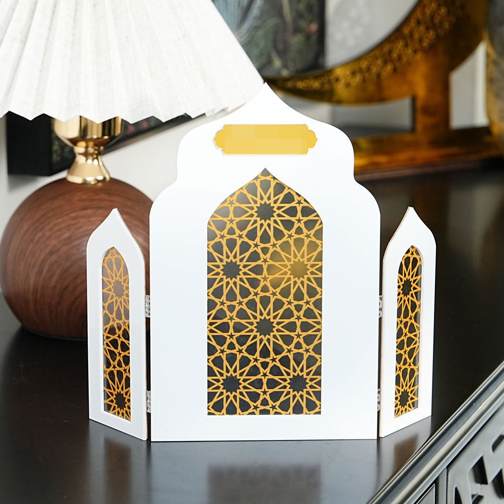Islamic Acrylic Folding Screen Hollow Pattern Desktop Decor (MAC402) - Mariam's Collection