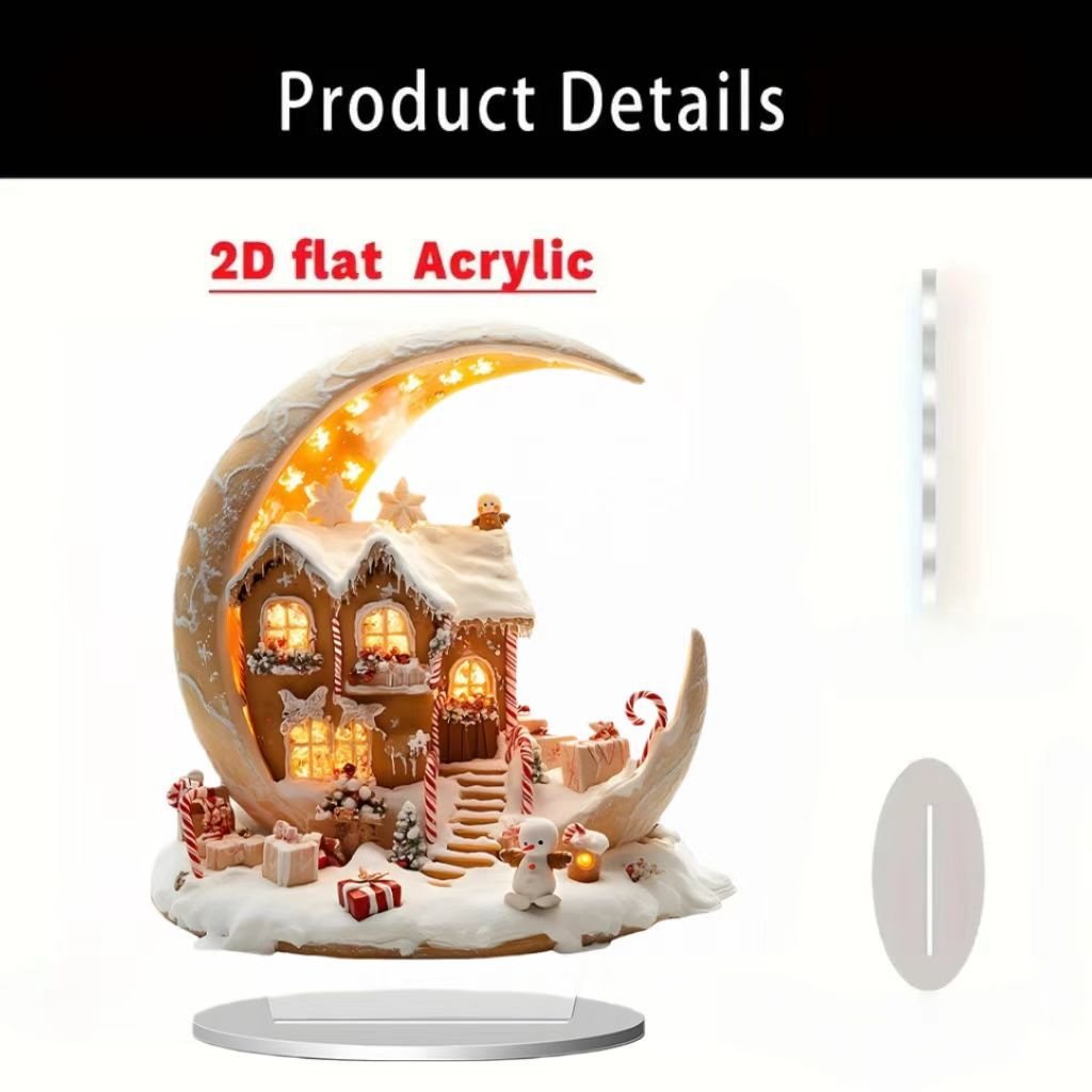 Islamic Crescent with Islamic Motifs Acrylic Desktop Ornament (MAC398) - Mariam's Collection