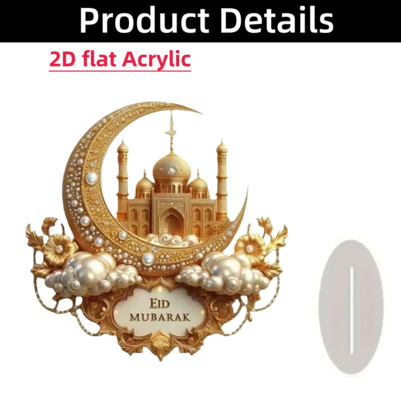 Islamic Crescent with Islamic Motifs Acrylic Desktop Ornament (MAC398) - Mariam's Collection