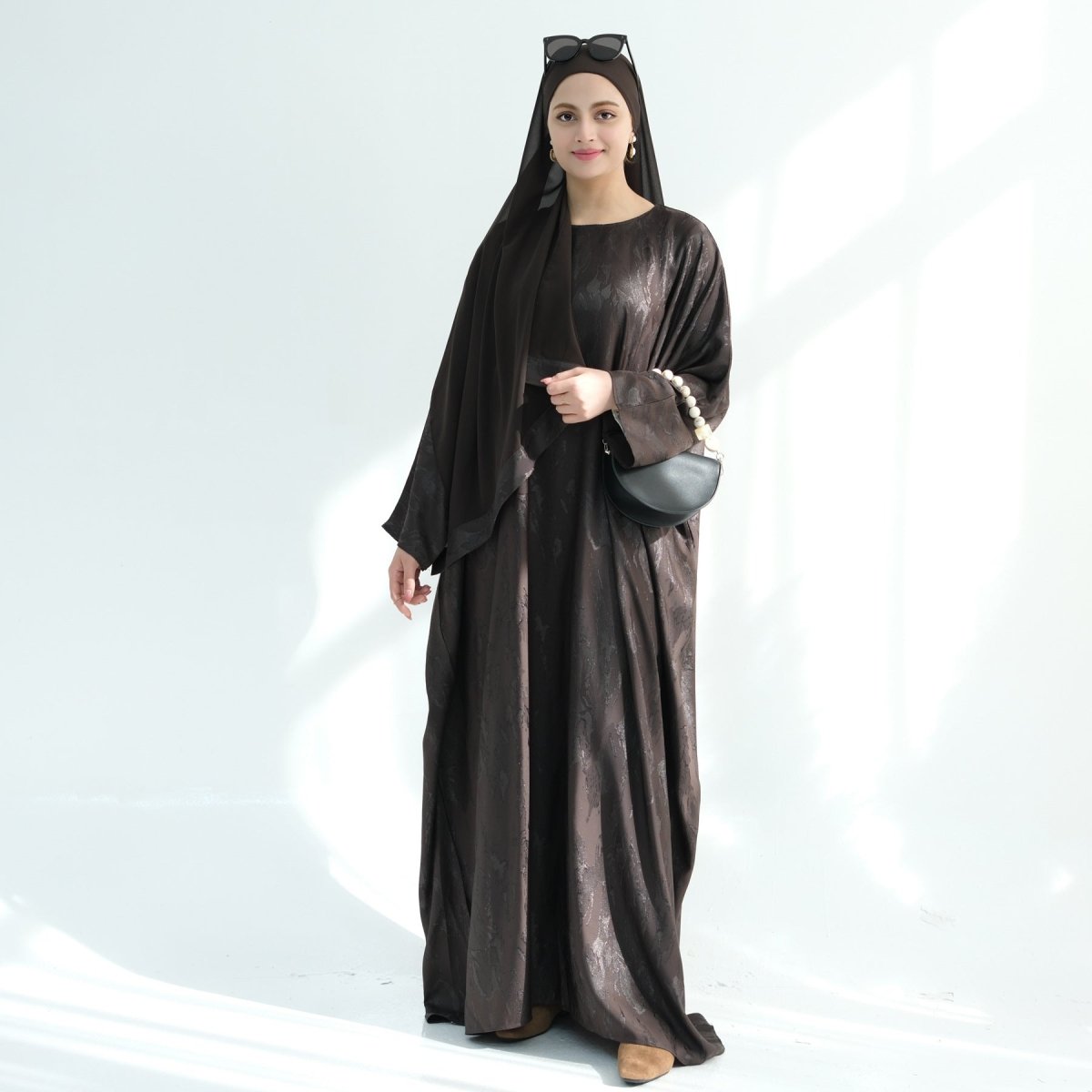 Jacquard Batwing Maxi Abaya(MA447) - Mariam's Collection