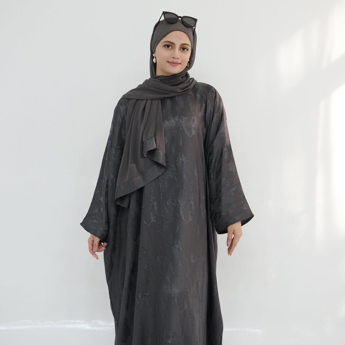 Jacquard Batwing Maxi Abaya(MA447) - Mariam's Collection