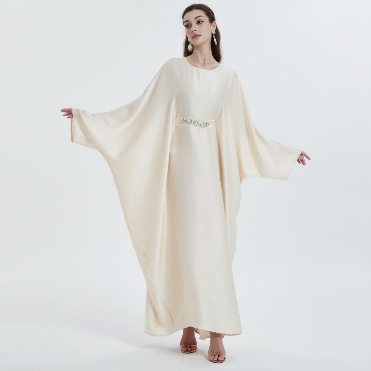 Kaftan Batwing Sleeve Crepe Satin Abaya (MA121) - Mariam's Collection