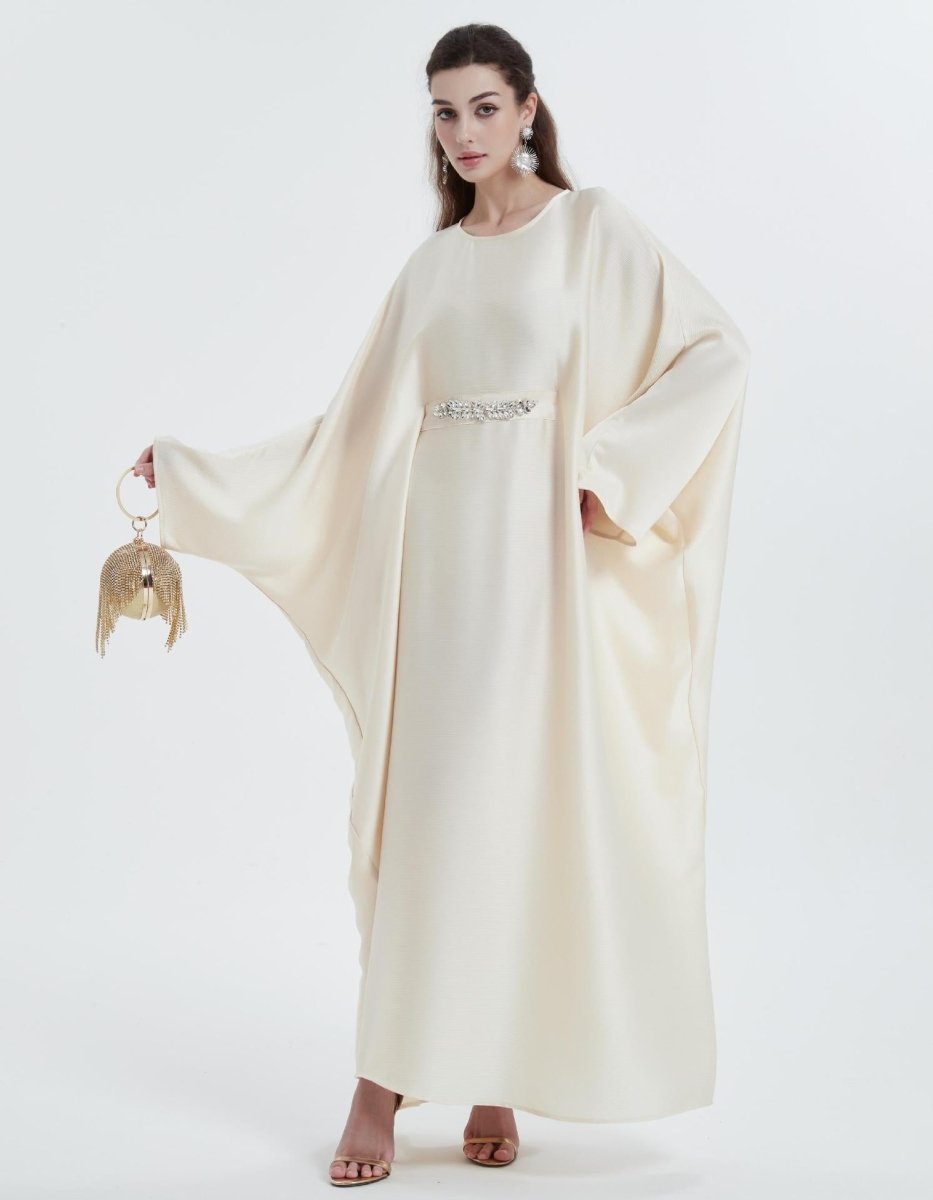 Kaftan Batwing Sleeve Crepe Satin Abaya (MA121) - Mariam's Collection