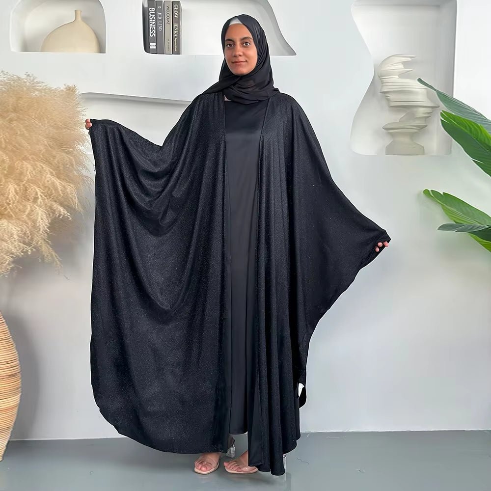 Kaftan Batwing Sleeve Glitter Open Abaya (MOA098) - Mariam's Collection