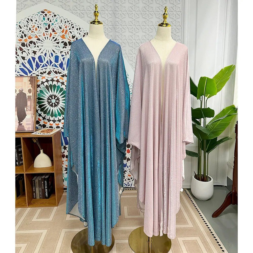 Kaftan Batwing Sleeve Glitter Open Abaya (MOA098) - Mariam's Collection