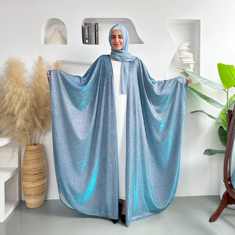 Kaftan Batwing Sleeve Glitter Open Abaya (MOA098) - Mariam's Collection