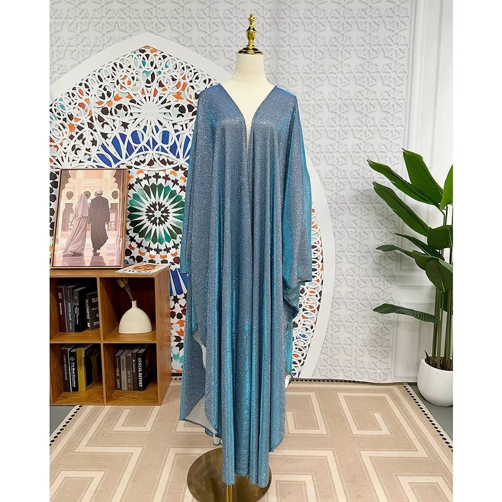 Kaftan Batwing Sleeve Glitter Open Abaya (MOA098) - Mariam's Collection