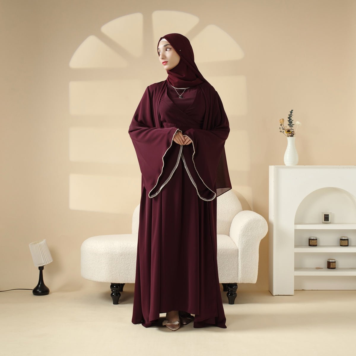 Kimono Open Abaya 3 - Piece Set (MOA094) - Mariam's Collection