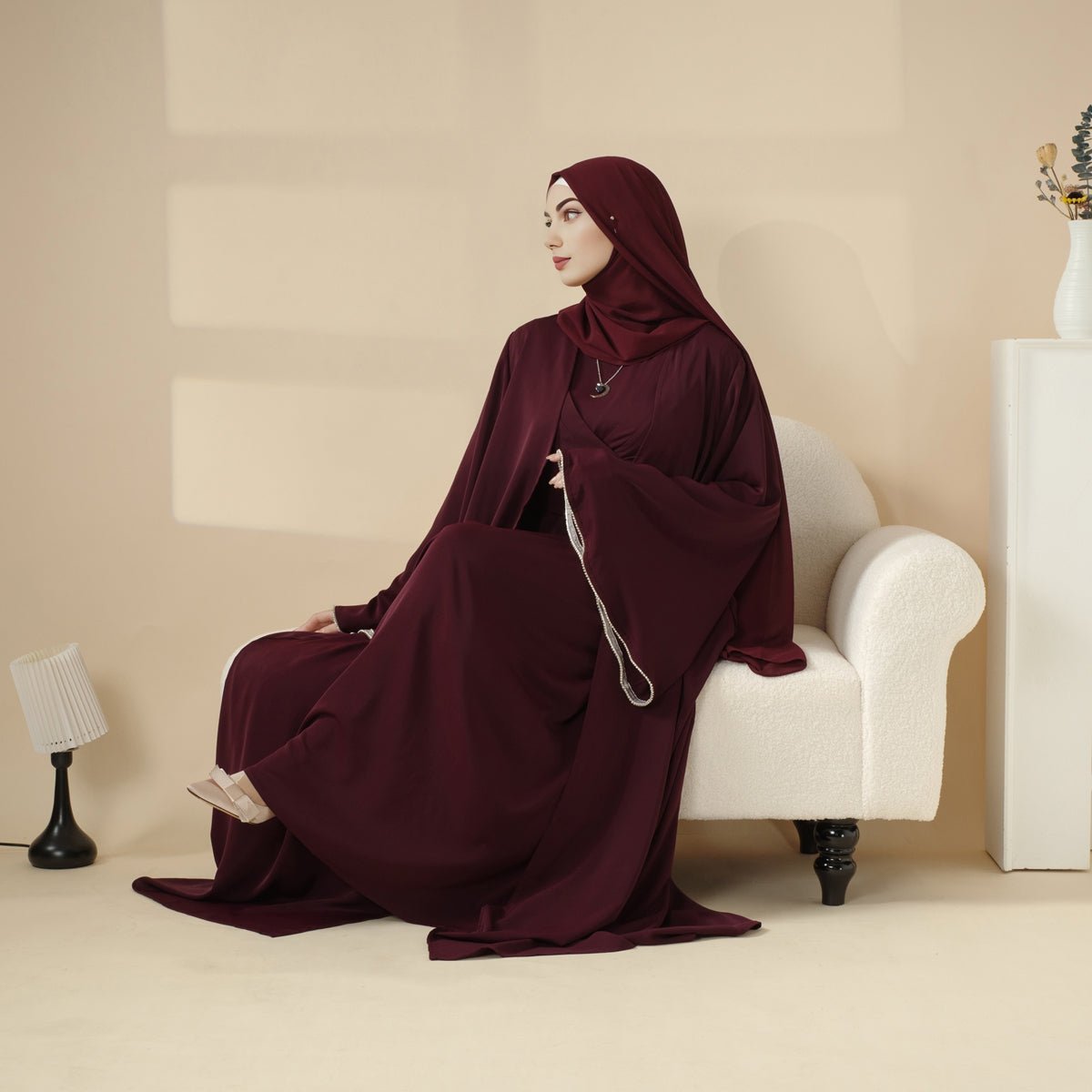 Kimono Open Abaya 3 - Piece Set (MOA094) - Mariam's Collection