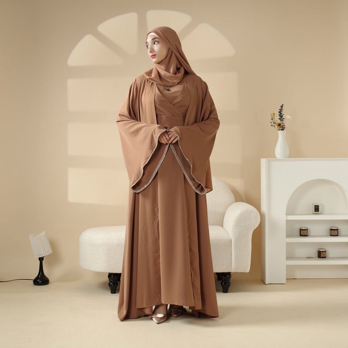 Kimono Open Abaya 3 - Piece Set (MOA094) - Mariam's Collection