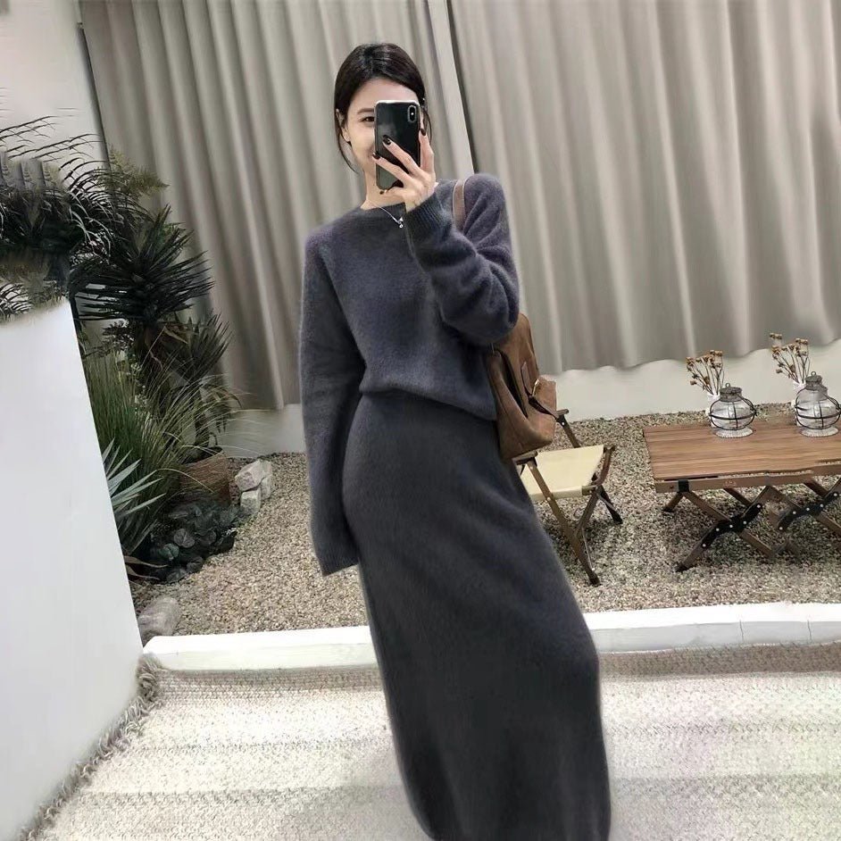 two piece sweater dress set Knit Sweater & Straight Skirt Set