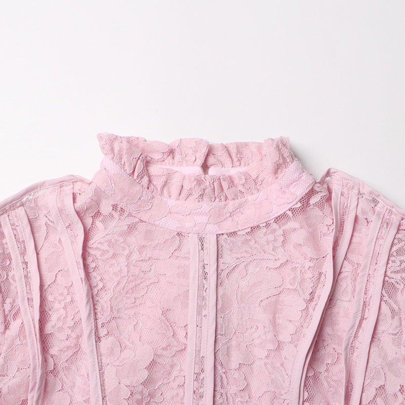 Lace Stand Collar Bell Sleeve Maxi Dress(MS395) - Mariam's Collection