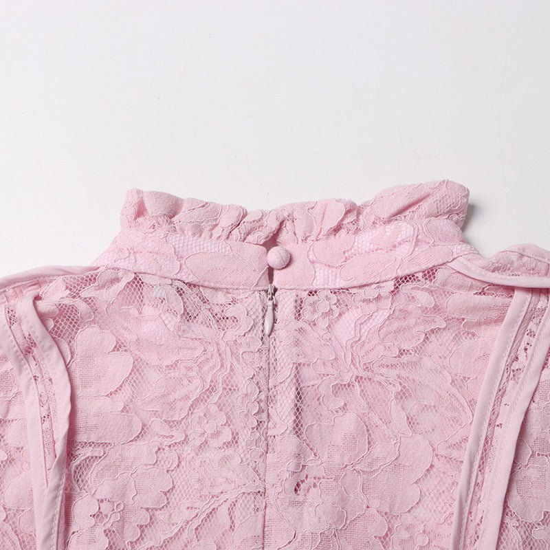 Lace Stand Collar Bell Sleeve Maxi Dress(MS395) - Mariam's Collection