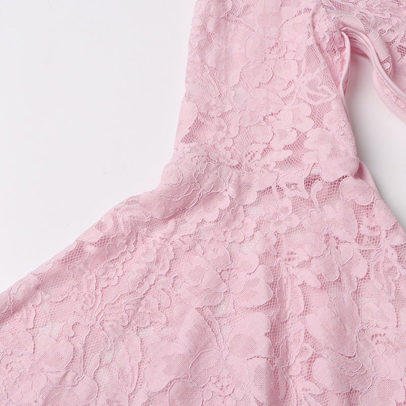 Lace Stand Collar Bell Sleeve Maxi Dress(MS395) - Mariam's Collection