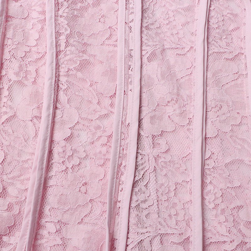 Lace Stand Collar Bell Sleeve Maxi Dress(MS395) - Mariam's Collection