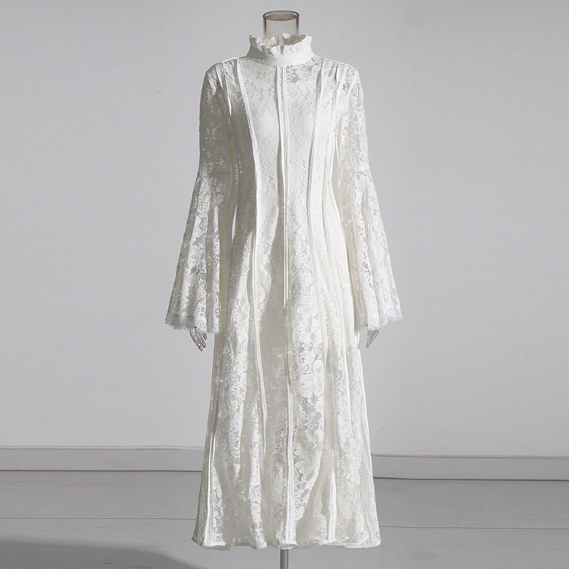 Lace Stand Collar Bell Sleeve Maxi Dress(MS395) - Mariam's Collection