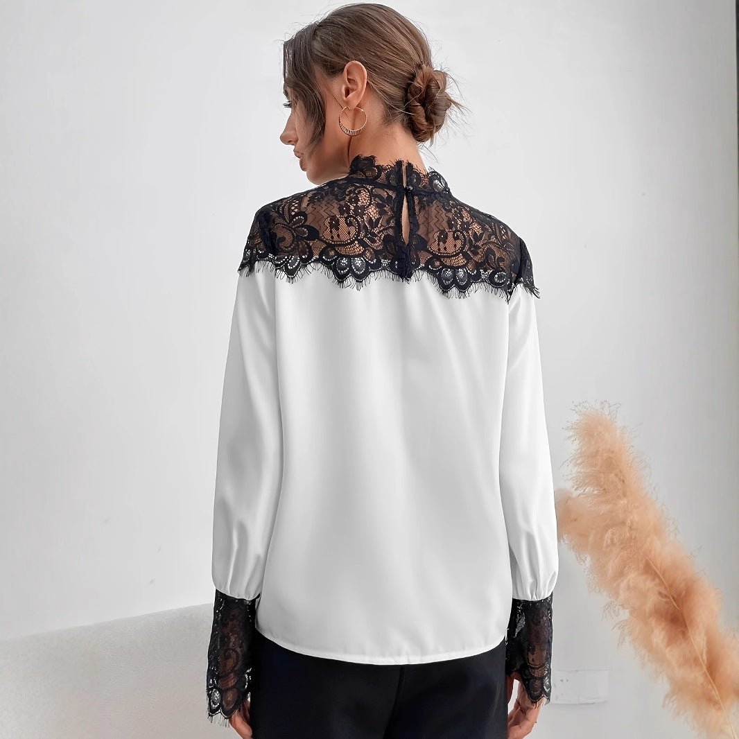 Lace Trim Blouse(MS387) - Mariam's Collection