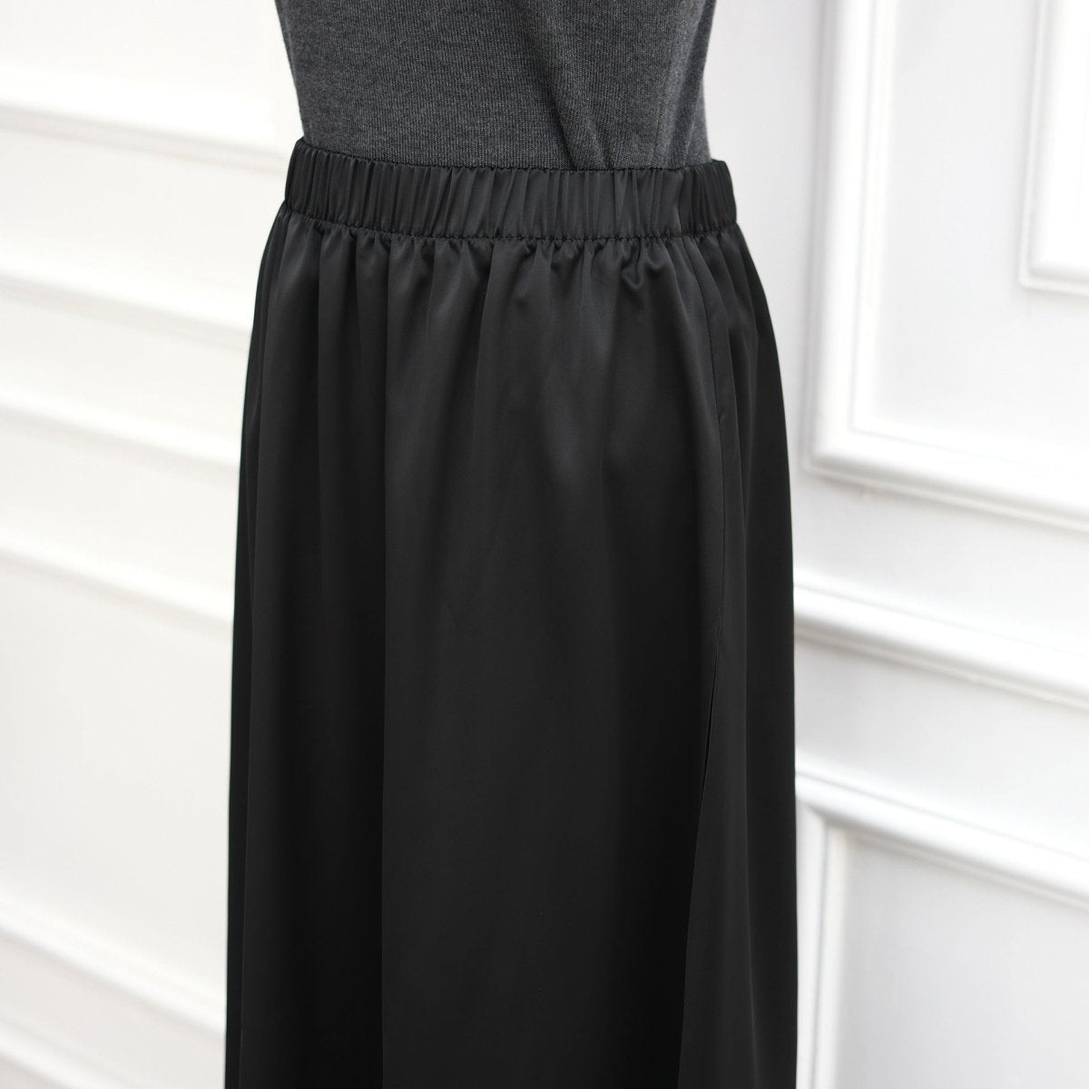 Lace Trim Contrast Panel Satin Top(MS407) - Mariam's Collection