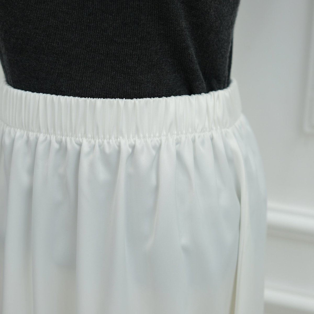 Lace Trim Contrast Panel Satin Top(MS407) - Mariam's Collection
